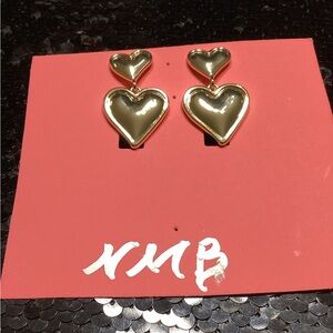 Gold Heart Dangle Earrings
